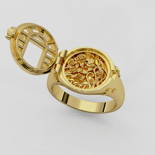 18ct yellow gold Utopia Signet Ring by London jewellery designer, Georgina Yvonne, from her award winning Wonderland jewellery collection