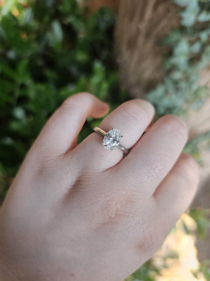 'Daisy' Oval Diamond Engagement Ring in Yellow Gold or Platinum