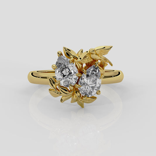 'Enchanted Forest' 1.00ct (Total) Laboratory-Grown Diamond Engagement Ring in Yellow Gold or Platinum