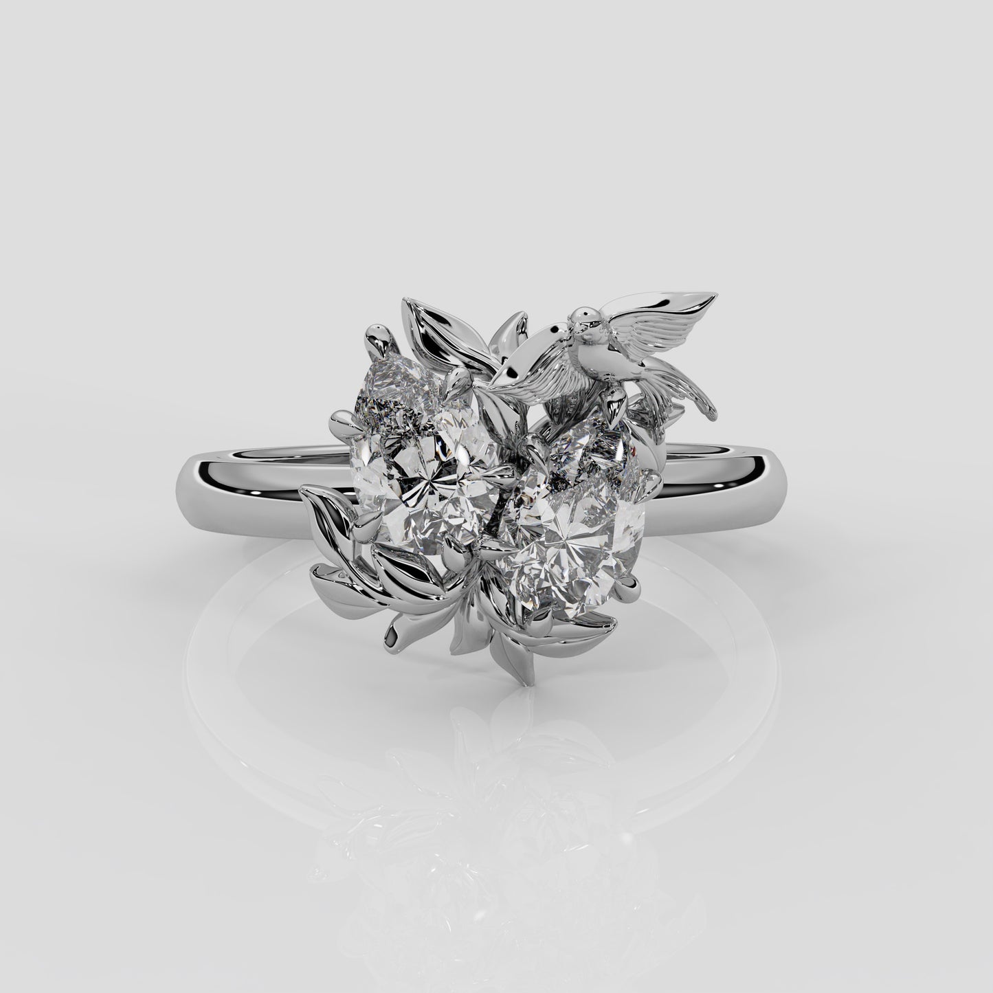 'Enchanted Forest' 1.00ct (Total) Laboratory-Grown Diamond Engagement Ring in Yellow Gold or Platinum