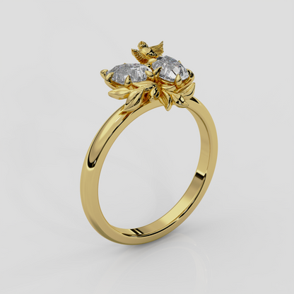 'Enchanted Forest' 1.00ct (Total) Laboratory-Grown Diamond Engagement Ring in Yellow Gold or Platinum
