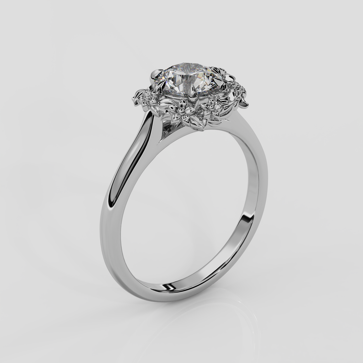 'Blossom' Diamond Halo Engagement Ring in Yellow Gold or Platinum