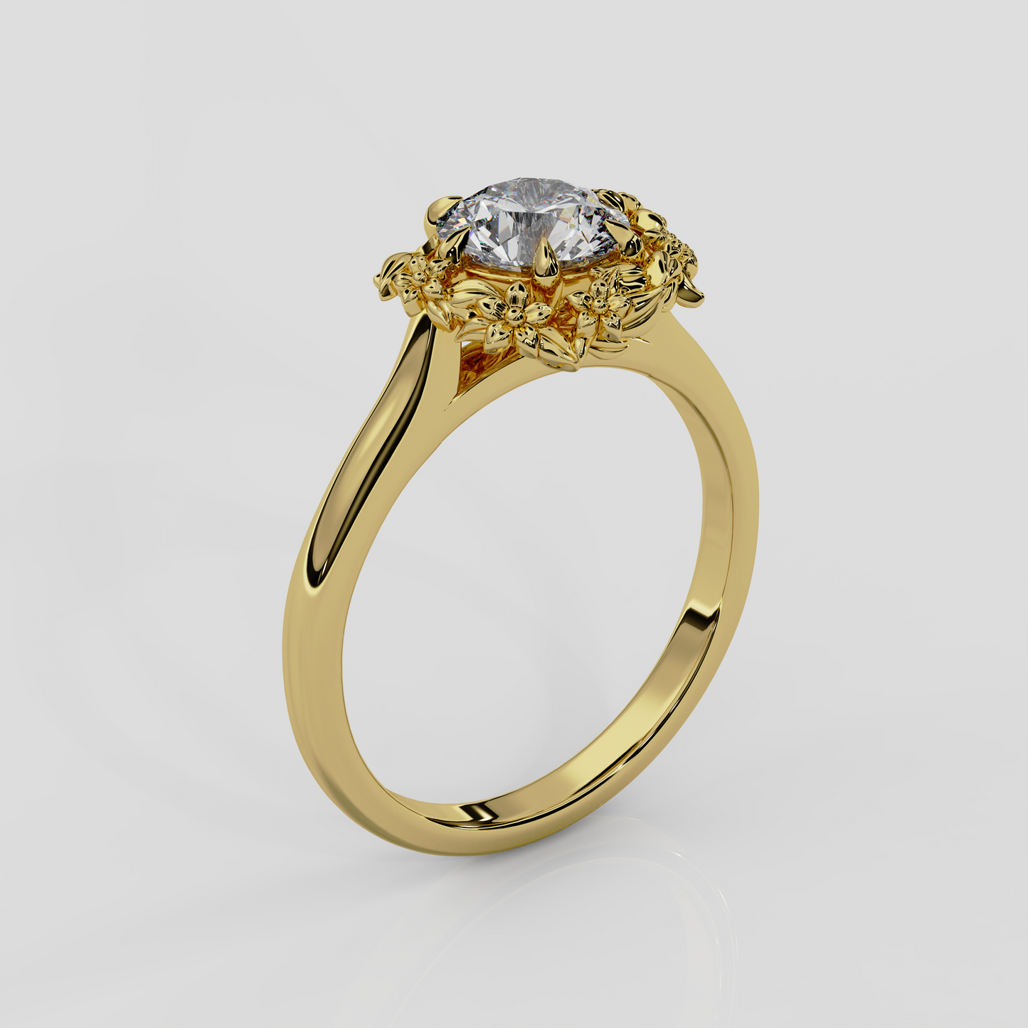 'Blossom' Diamond Halo Engagement Ring in Yellow Gold or Platinum