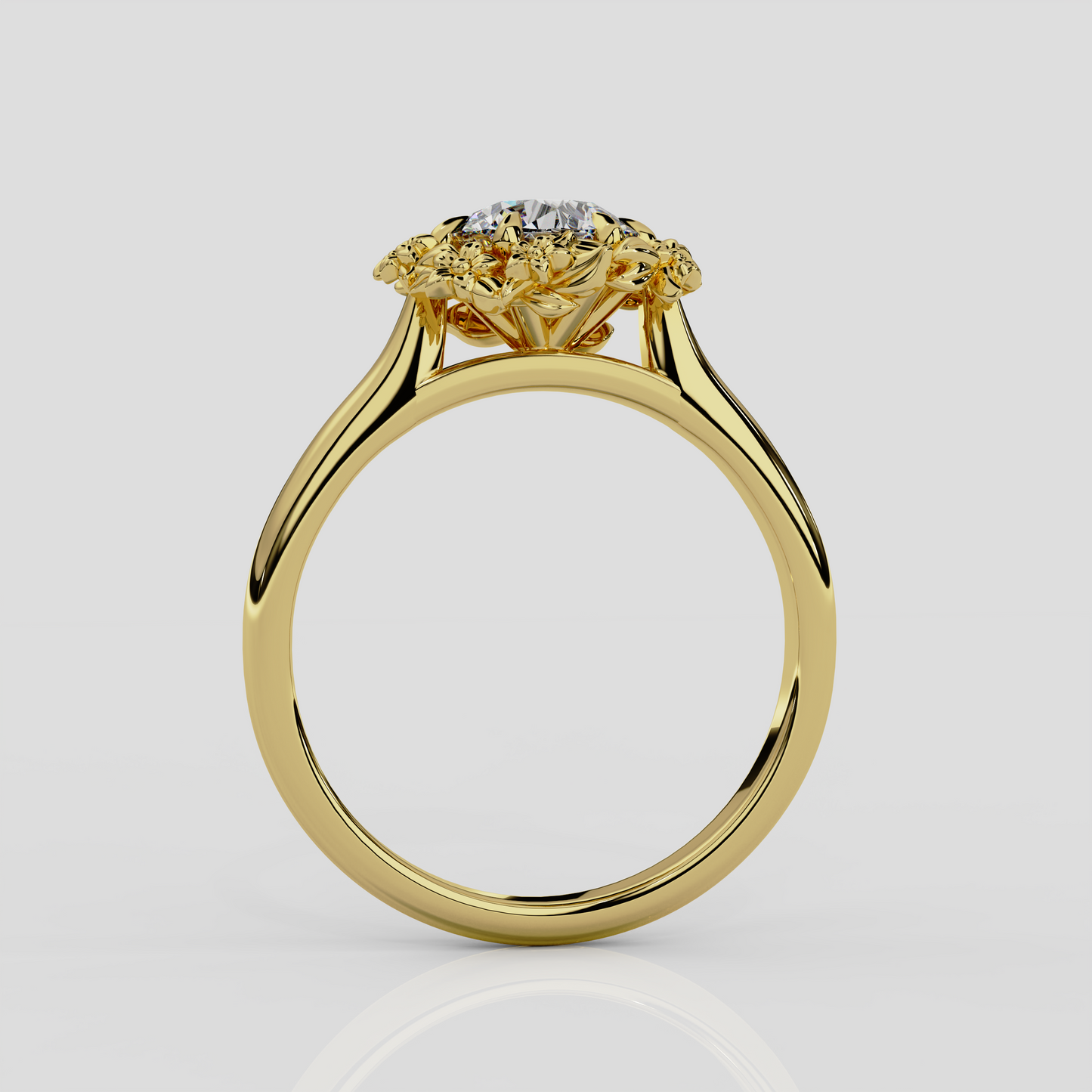 'Blossom' Diamond Halo Engagement Ring in Yellow Gold or Platinum