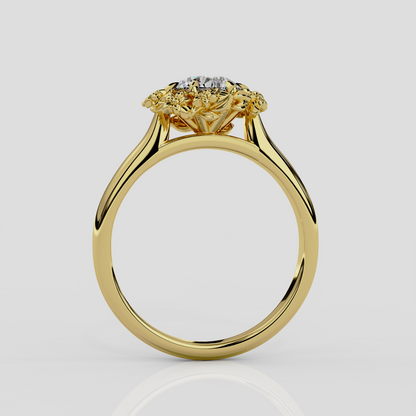 'Blossom' Diamond Halo Engagement Ring in Yellow Gold or Platinum