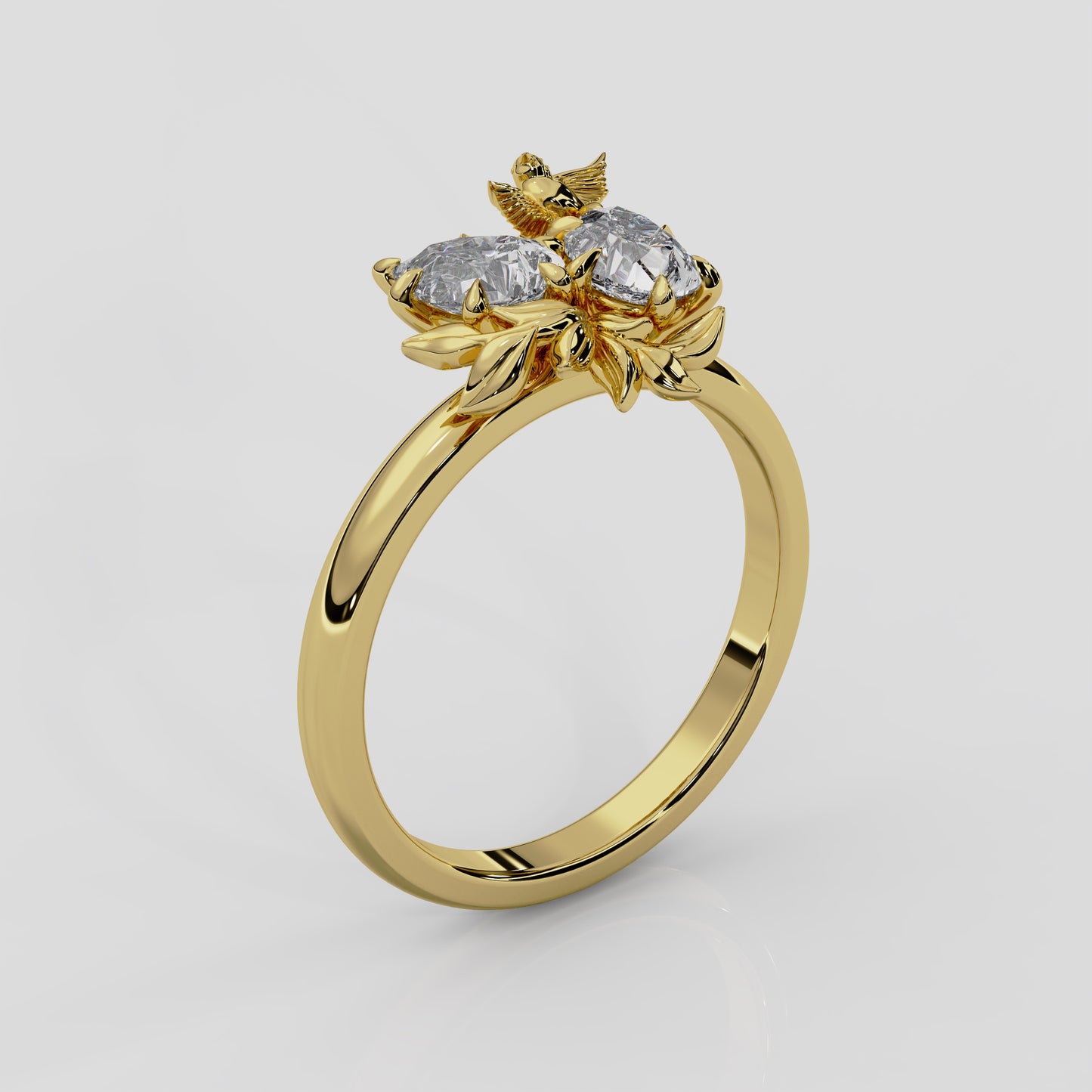 'Enchanted Forest' Diamond Engagement Ring in Yellow Gold or Platinum