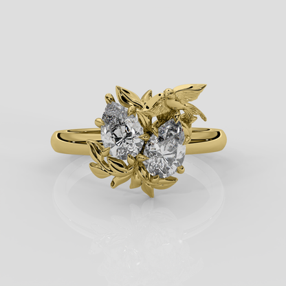 18ct yellow gold and diamond toi et moi engagement ring by award winning London jewellery designer, Georgina Yvonne