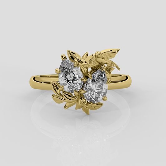 18ct yellow gold and diamond toi et moi engagement ring by award winning London jewellery designer, Georgina Yvonne