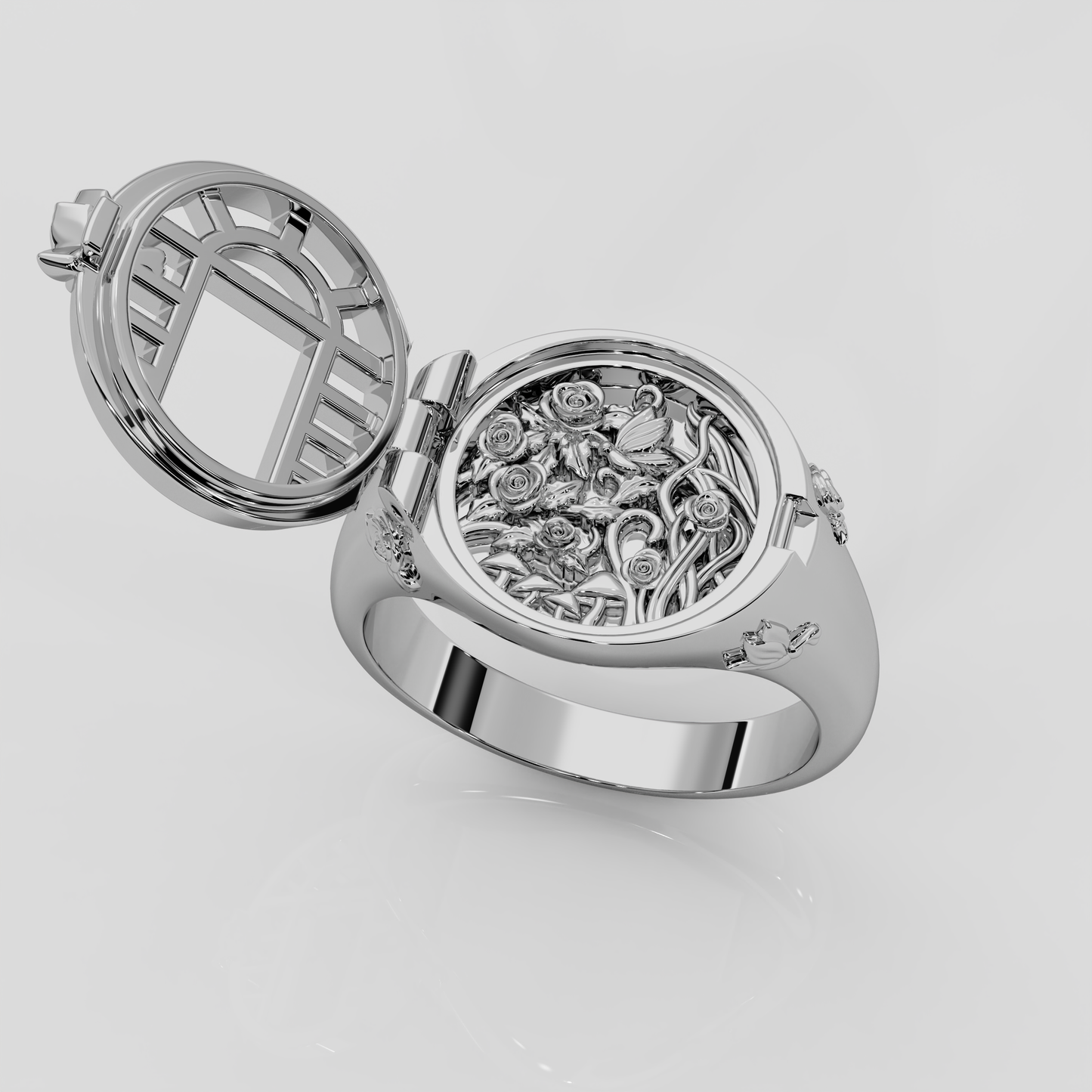 Platinum Utopia Signet Ring from London jewellery designer, Georgina Yvonne's award winning jewellery collection, Wonderland