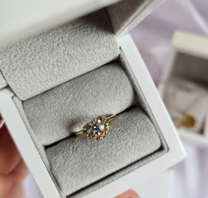 'Blossom' Diamond Halo Engagement Ring in Yellow Gold or Platinum