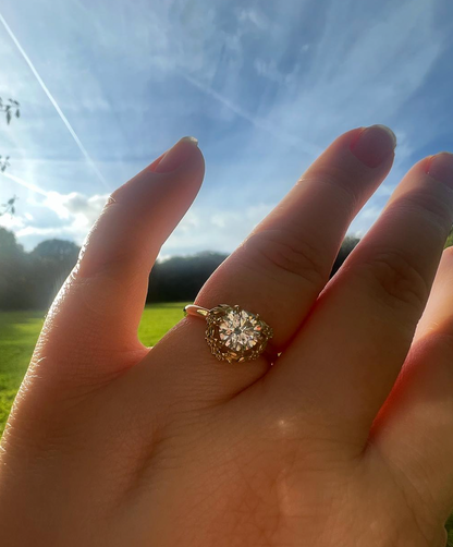 'Blossom' Diamond Halo Engagement Ring in Yellow Gold or Platinum