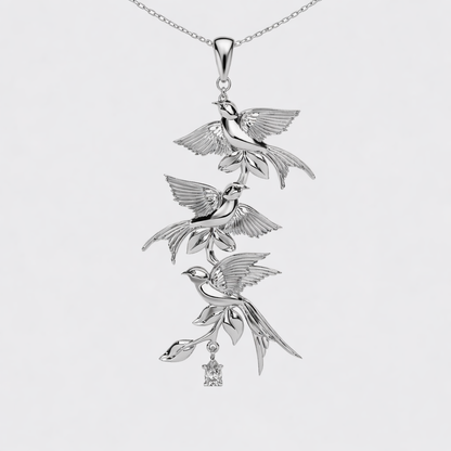 'Bird Song' Sterling Silver Three Tier Necklace