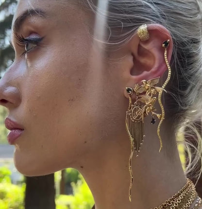 Wonderland 'Bird Song' Diamond or Teal Sapphire Stud Earrings in Yellow Gold or Platinum